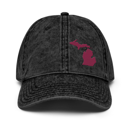 Michigan Vintage Baseball Caps | Ruby Red Outline