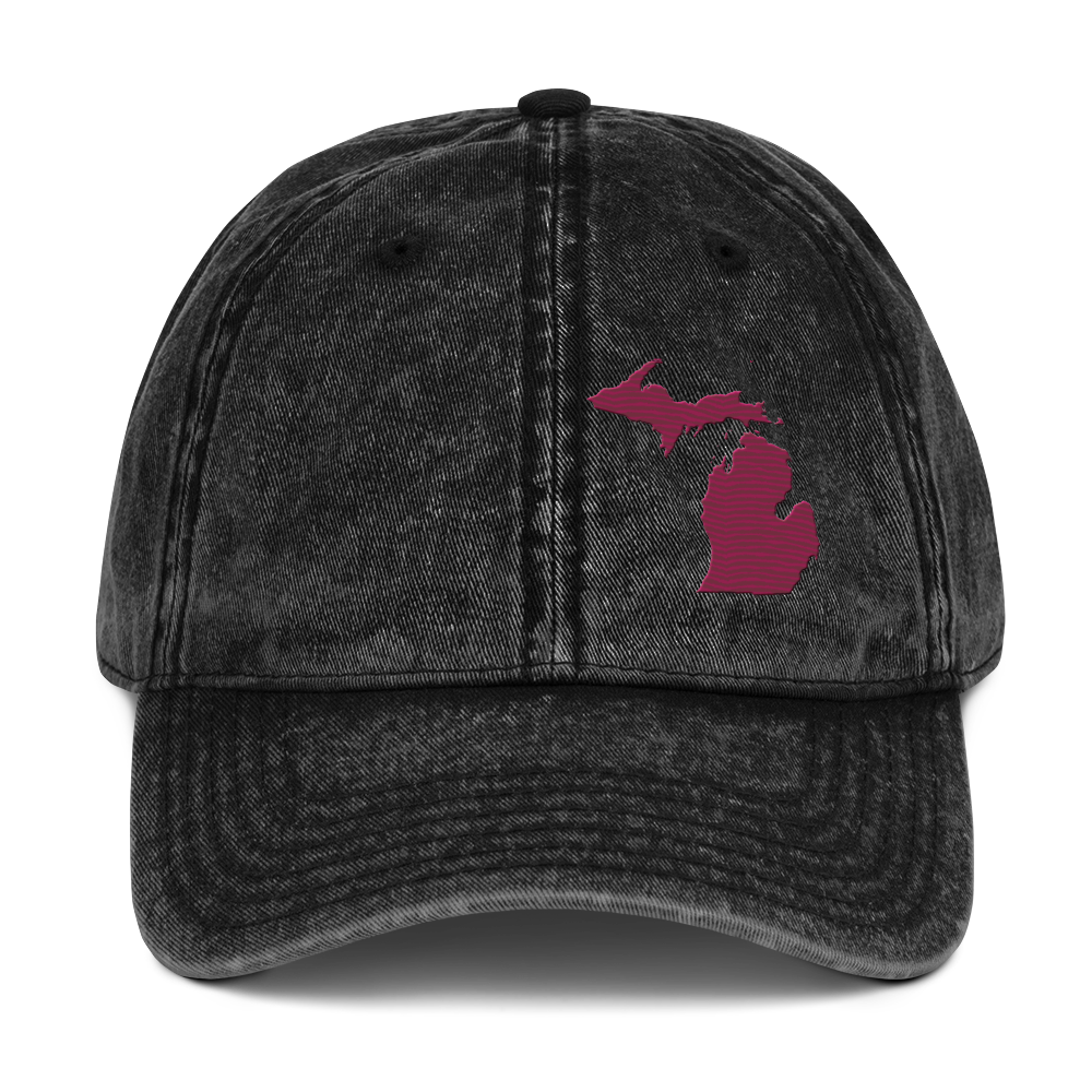 Michigan Vintage Baseball Caps | Ruby Red Outline