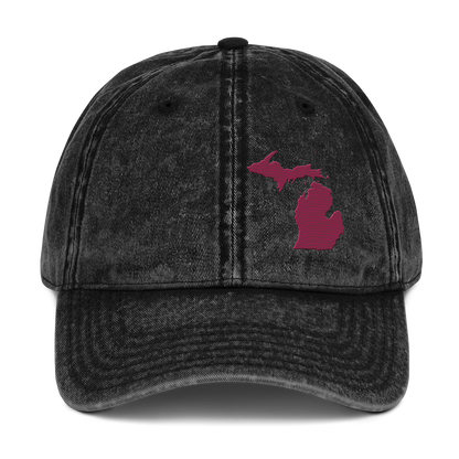 Michigan Vintage Baseball Caps | Ruby Red Outline