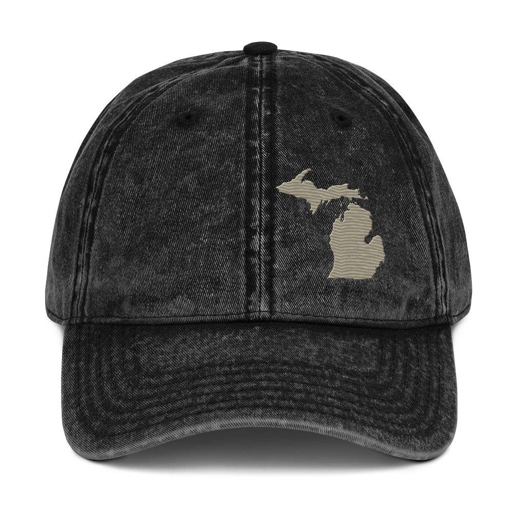 Michigan Vintage Baseball Caps | Petoskey Beige Outline