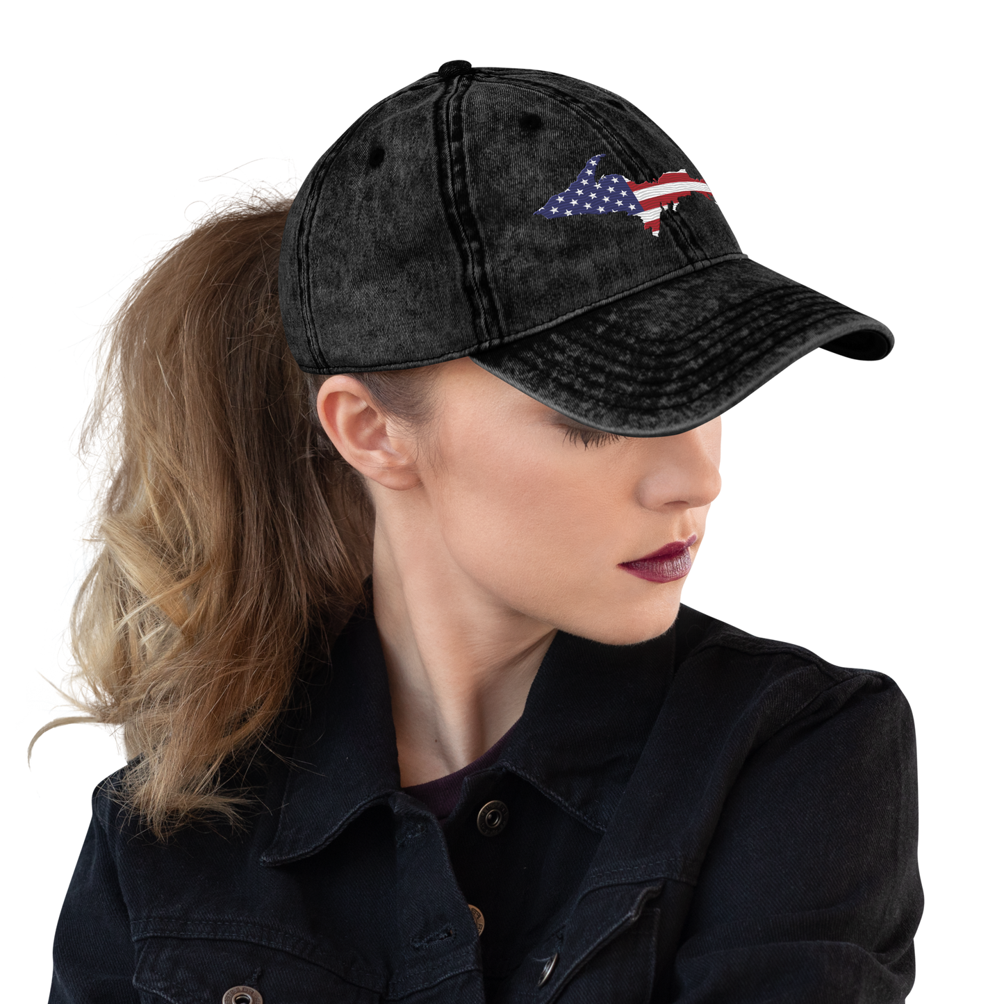 Michigan Upper Peninsula Vintage Baseball Cap (Patriot Edition)