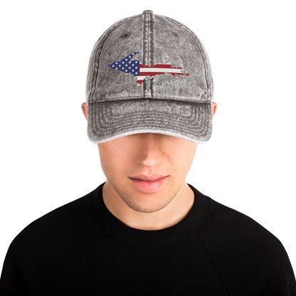 Michigan Upper Peninsula Vintage Baseball Cap (Patriot Edition)