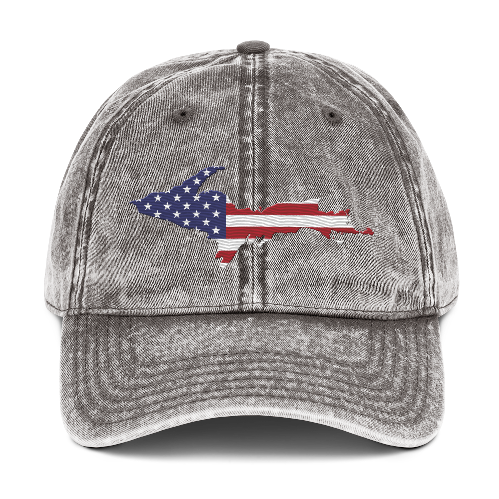 Michigan Upper Peninsula Vintage Baseball Cap (Patriot Edition)