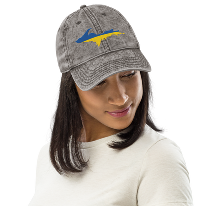 Michigan Upper Peninsula Vintage Baseball Cap (Ukraine Edition)