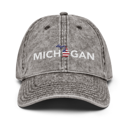 'Michigan' Vintage Baseball Cap (Sans Font Patriot Edition)