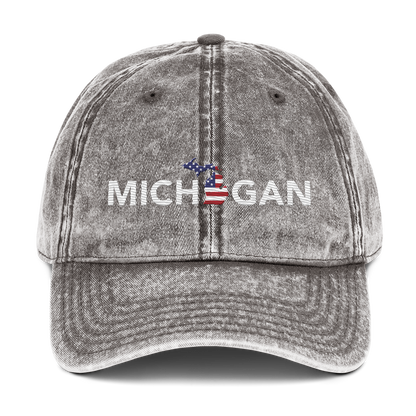 'Michigan' Vintage Baseball Cap (Sans Font Patriot Edition)