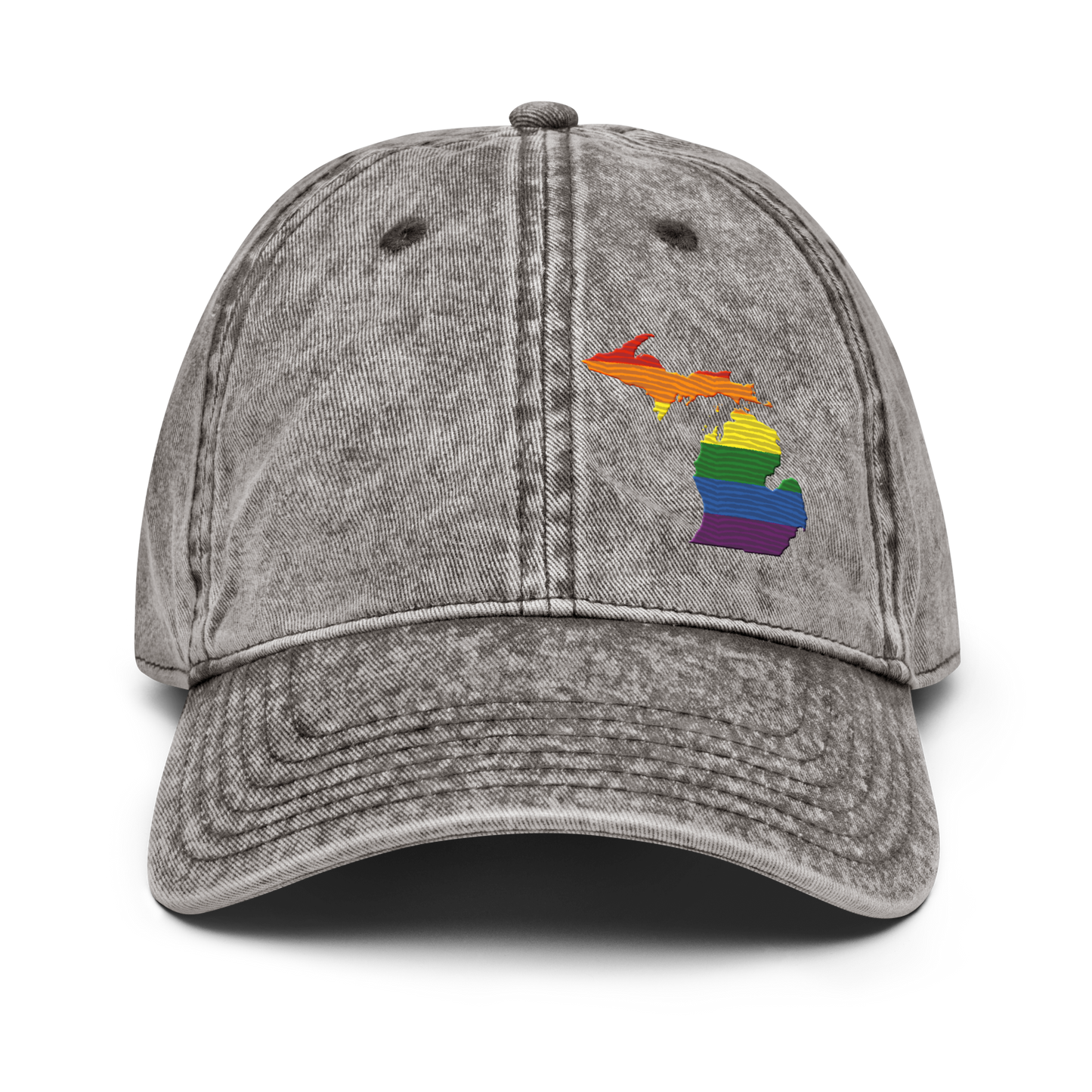 Michigan Vintage Baseball Cap (Rainbow Pride Edition)