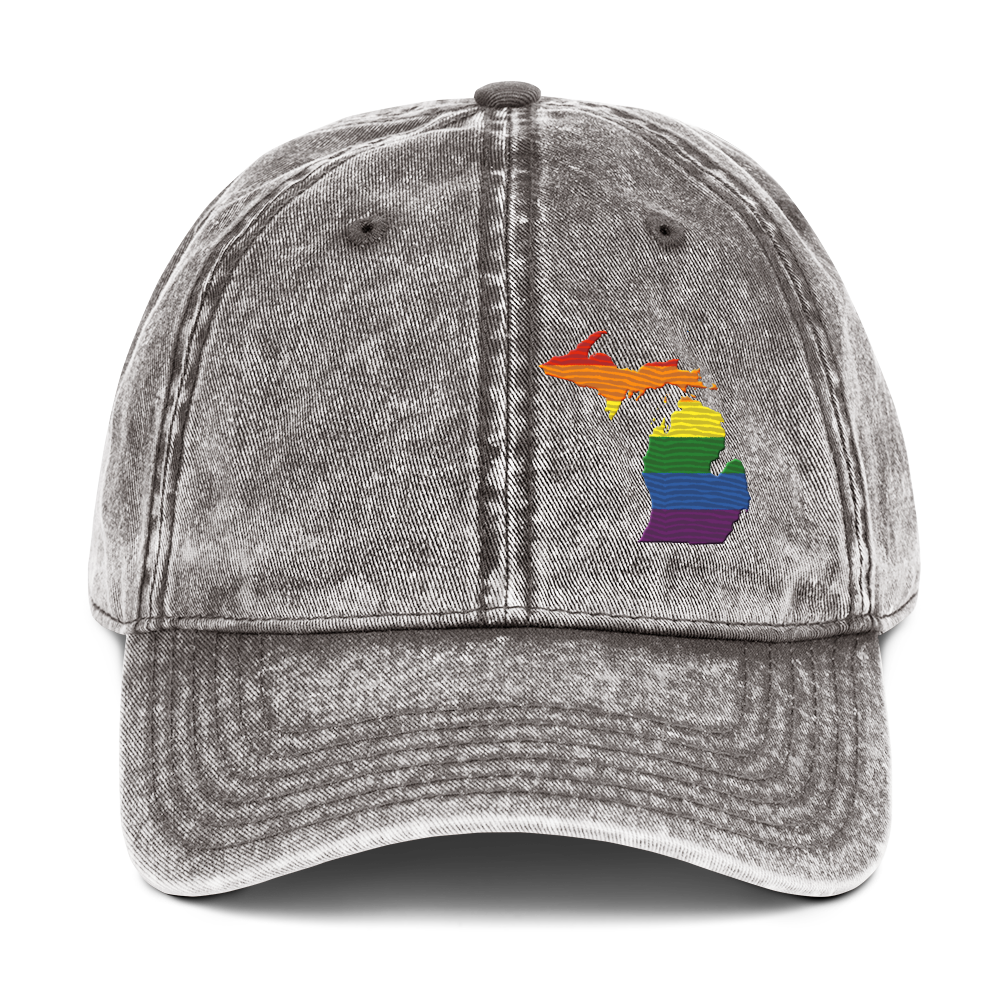 Michigan Vintage Baseball Cap (Rainbow Pride Edition)