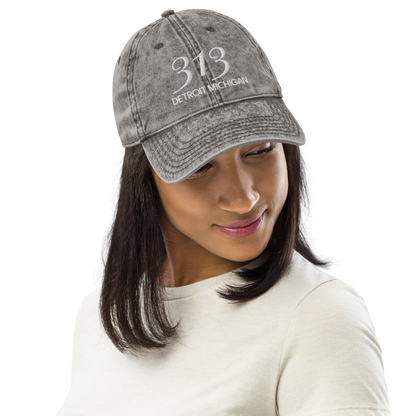 '313 Detroit Michigan' Vintage Baseball Cap