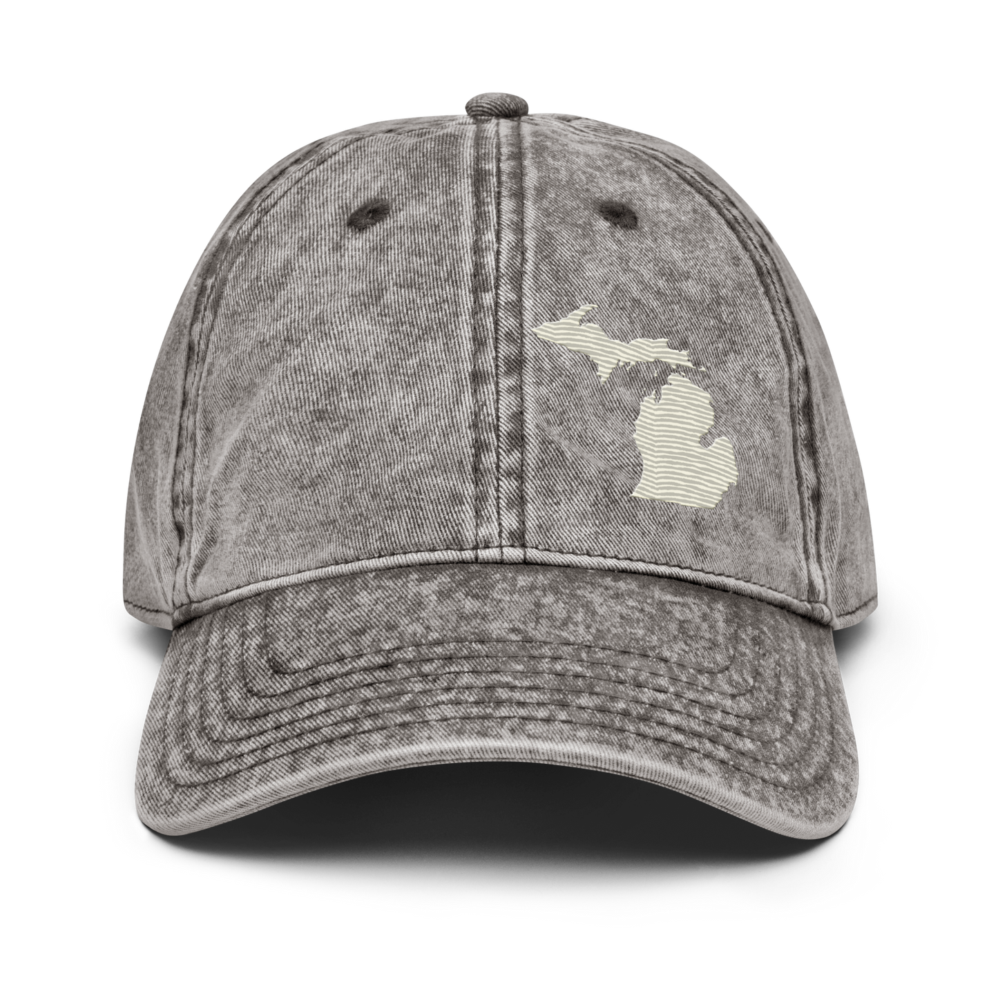 Michigan Vintage Baseball Cap | Ivory White Outline