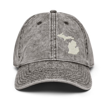 Michigan Vintage Baseball Cap | Ivory White Outline