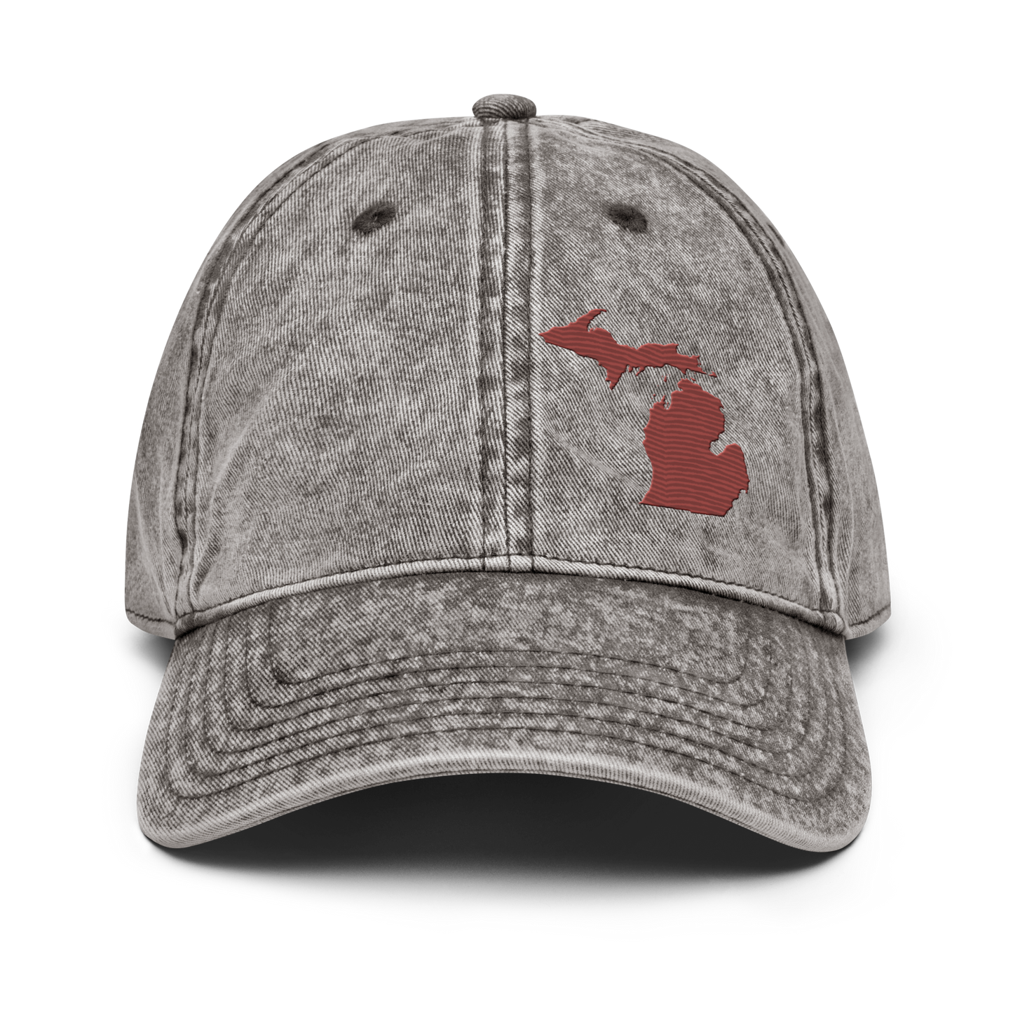 Michigan Vintage Baseball Cap | Ore Dock Red Outline