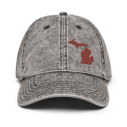 Michigan Vintage Baseball Cap | Ore Dock Red Outline