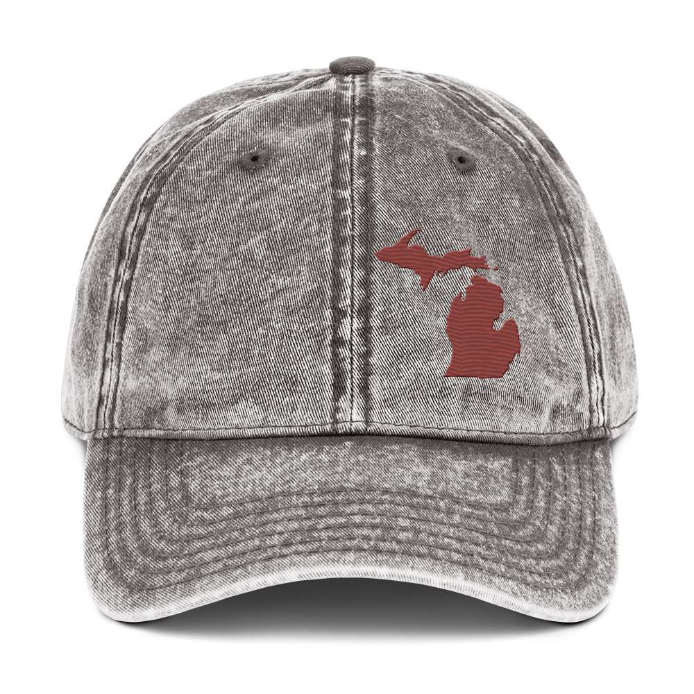 Michigan Vintage Baseball Cap | Ore Dock Red Outline