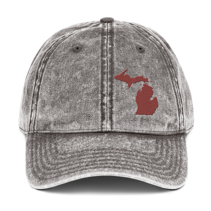 Michigan Vintage Baseball Cap | Ore Dock Red Outline