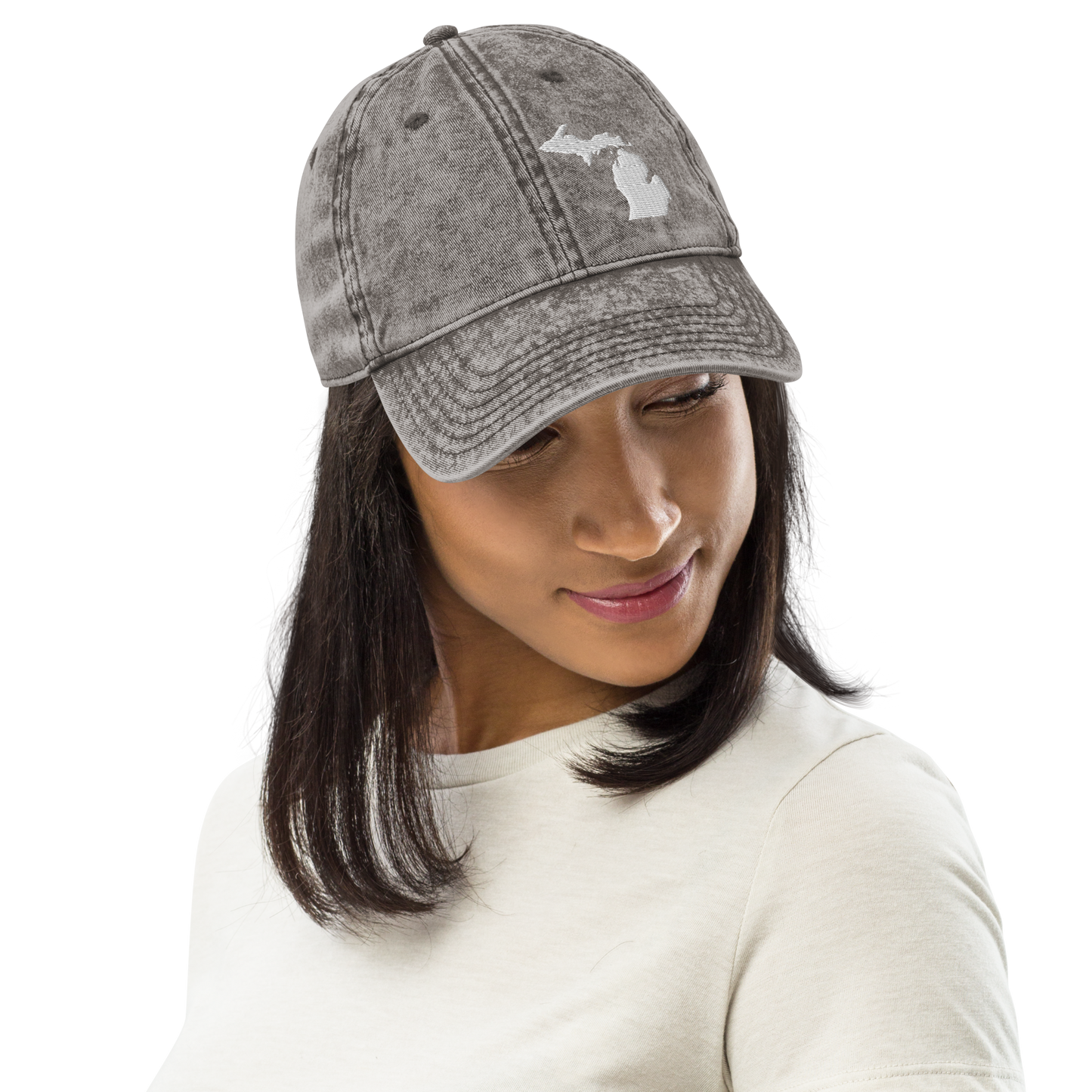 Michigan Vintage Baseball Cap | White Outline