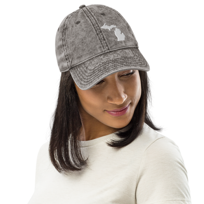 Michigan Vintage Baseball Cap | White Outline