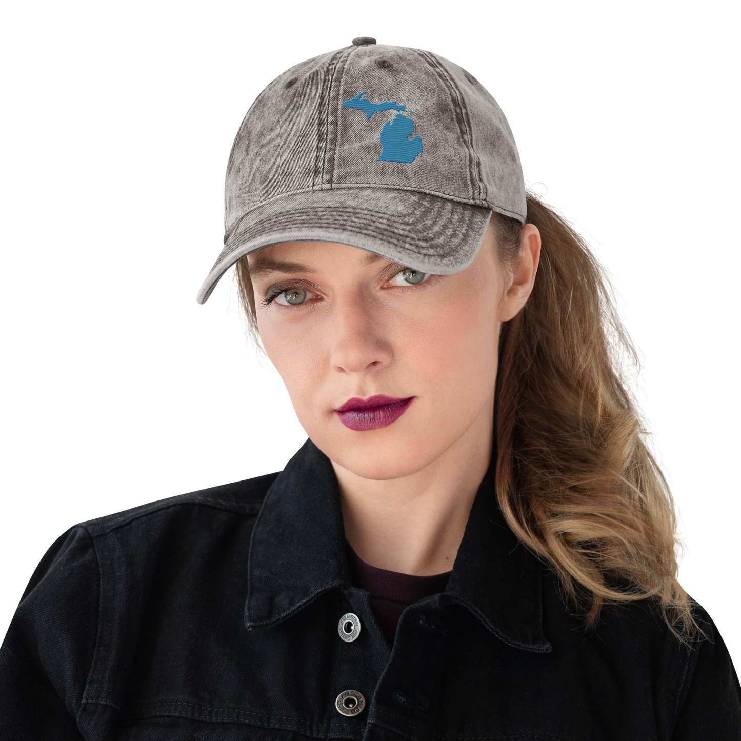 Michigan Vintage Baseball Cap | Traverse Blue Outline