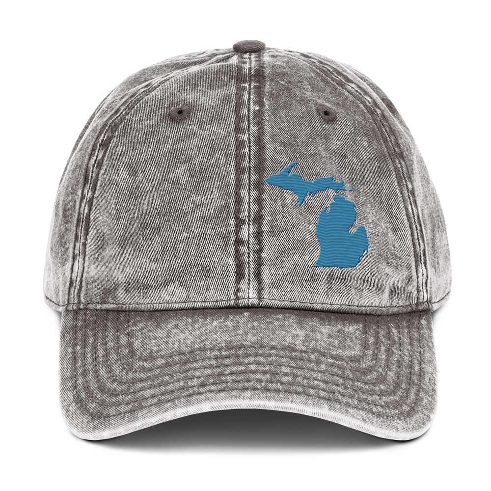 Michigan Vintage Baseball Cap | Traverse Blue Outline