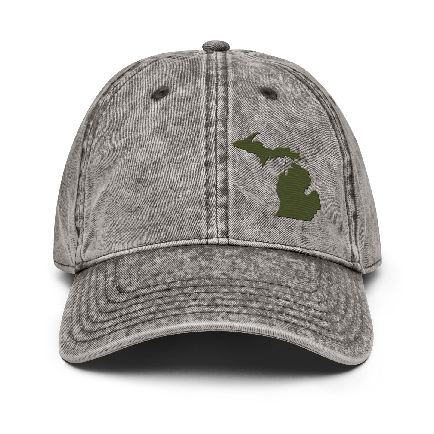 Michigan Vintage Baseball Caps | Army Green Outline