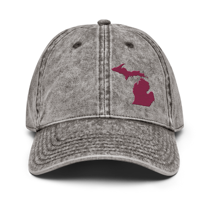 Michigan Vintage Baseball Caps | Ruby Red Outline