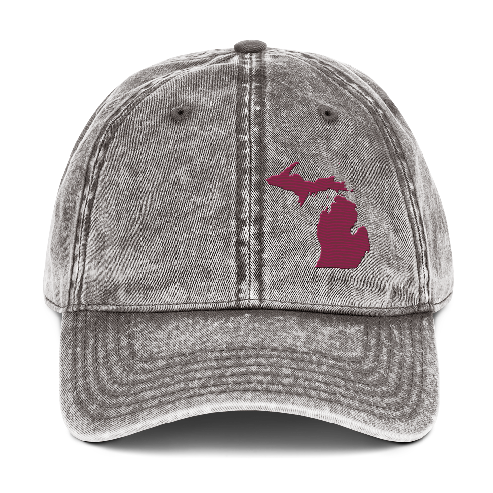 Michigan Vintage Baseball Caps | Ruby Red Outline