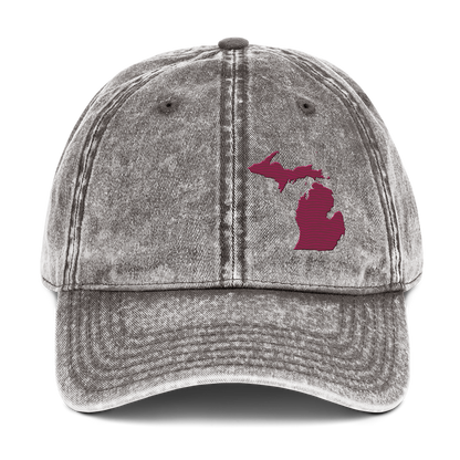 Michigan Vintage Baseball Caps | Ruby Red Outline