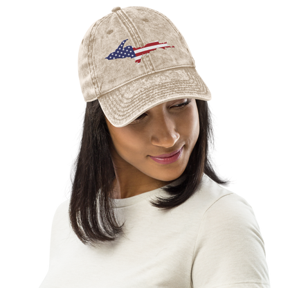 Michigan Upper Peninsula Vintage Baseball Cap (Patriot Edition)