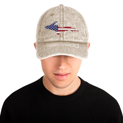 Michigan Upper Peninsula Vintage Baseball Cap (Patriot Edition)