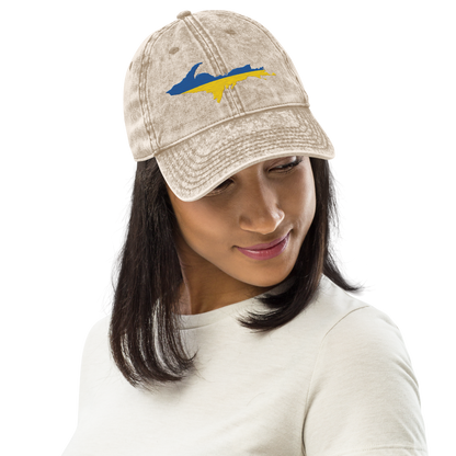 Michigan Upper Peninsula Vintage Baseball Cap (Ukraine Edition)