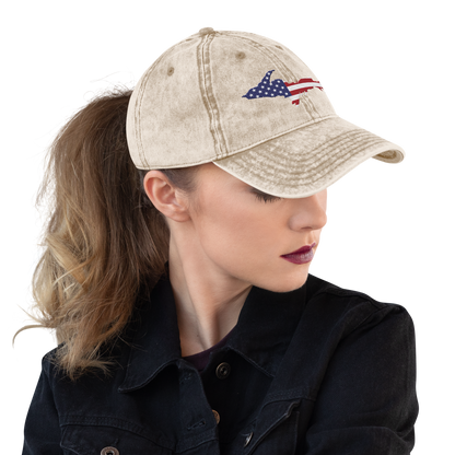 Michigan Upper Peninsula Vintage Baseball Cap (Patriot Edition)