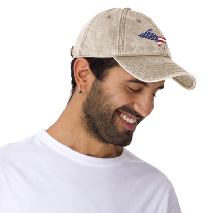 Michigan Upper Peninsula Vintage Baseball Cap (Patriot Edition)