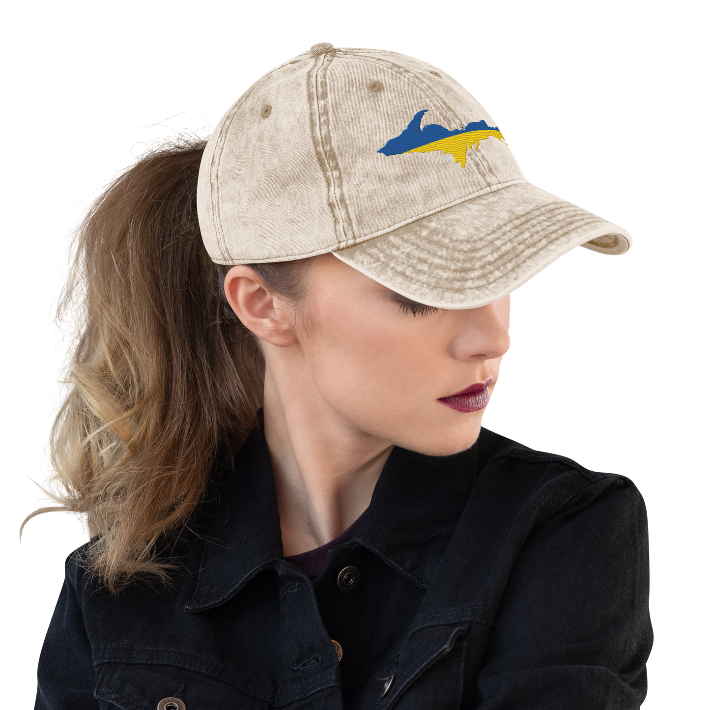 Michigan Upper Peninsula Vintage Baseball Cap (Ukraine Edition)