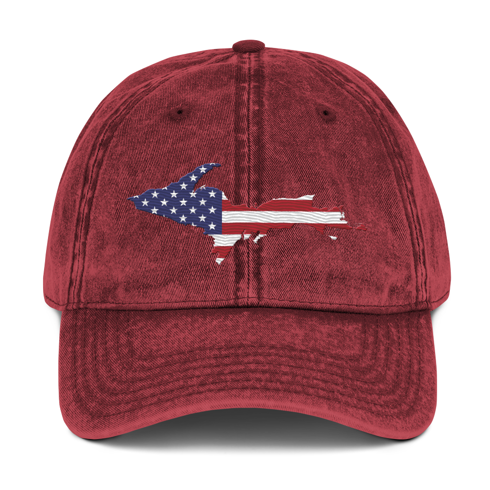 Michigan Upper Peninsula Vintage Baseball Cap (Patriot Edition)