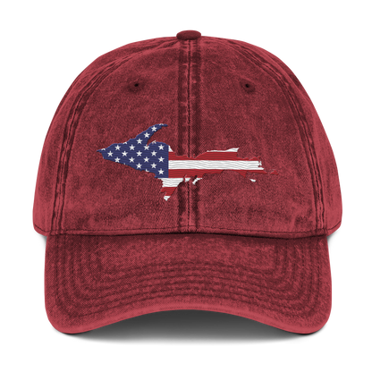 Michigan Upper Peninsula Vintage Baseball Cap (Patriot Edition)