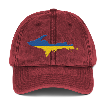 Michigan Upper Peninsula Vintage Baseball Cap (Ukraine Edition)