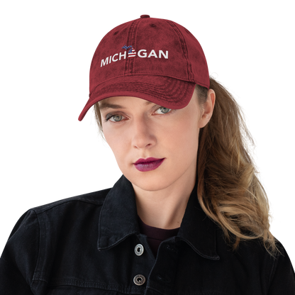 'Michigan' Vintage Baseball Cap (Sans Font Patriot Edition)