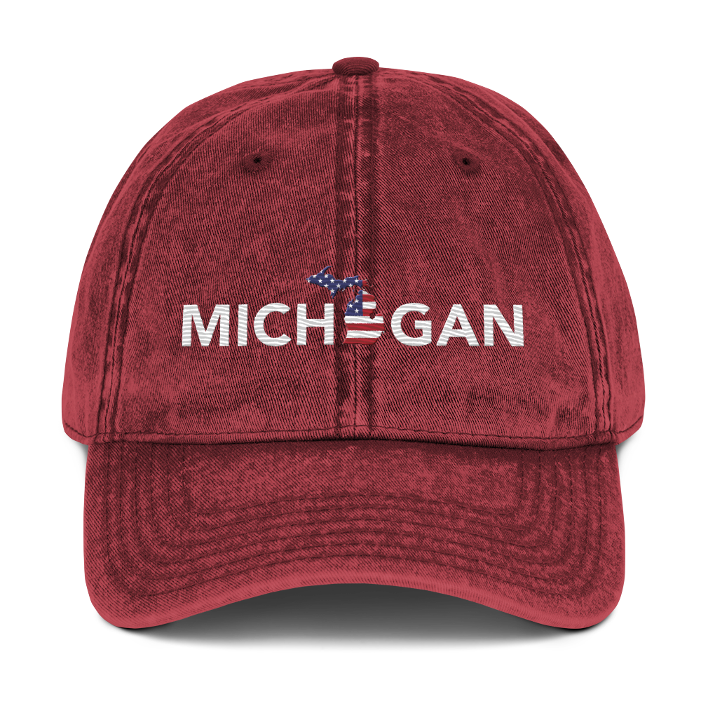 'Michigan' Vintage Baseball Cap (Sans Font Patriot Edition)