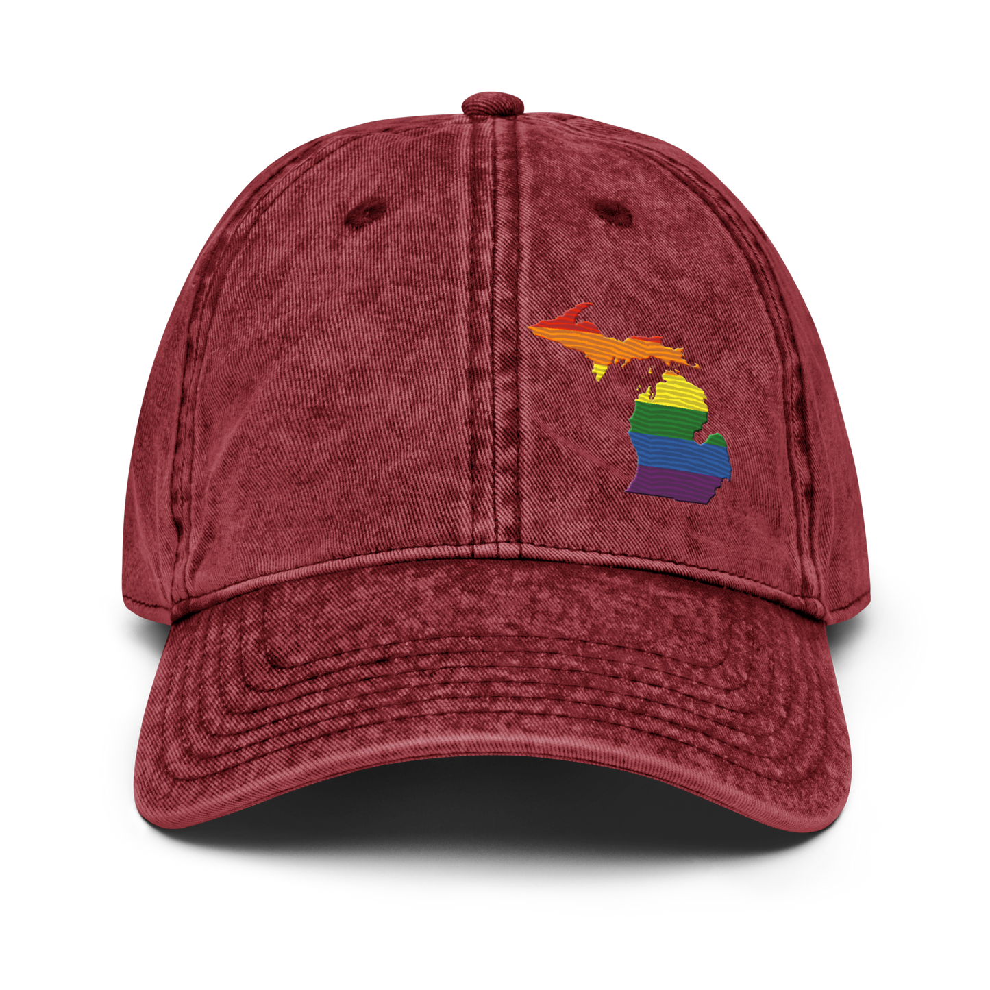 Michigan Vintage Baseball Cap (Rainbow Pride Edition)