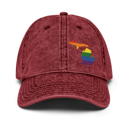 Michigan Vintage Baseball Cap (Rainbow Pride Edition)