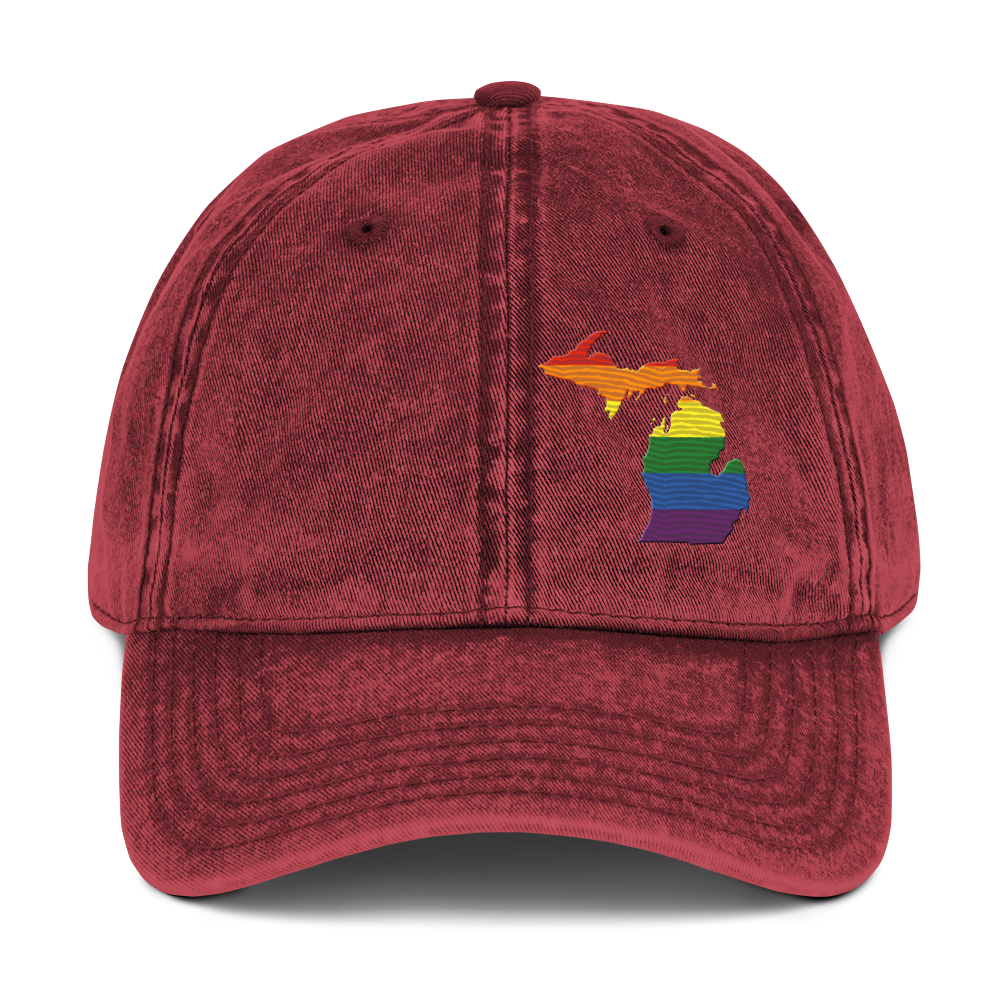 Michigan Vintage Baseball Cap (Rainbow Pride Edition)