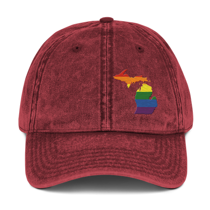 Michigan Vintage Baseball Cap (Rainbow Pride Edition)