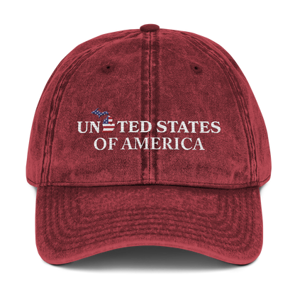 Michigan 'United States of America' Vintage Baseball Cap