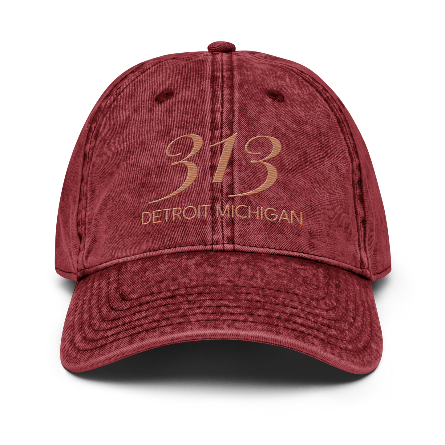 '313 Detroit Michigan' Vintage Baseball Cap | Copper