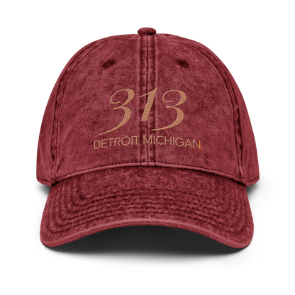 '313 Detroit Michigan' Vintage Baseball Cap | Copper