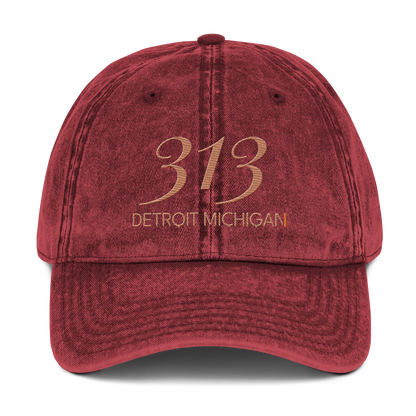 '313 Detroit Michigan' Vintage Baseball Cap | Copper