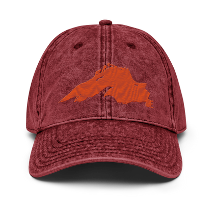 Lake Superior Vintage Baseball Cap | Maple Leaf Orange