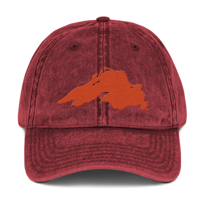 Lake Superior Vintage Baseball Cap | Maple Leaf Orange