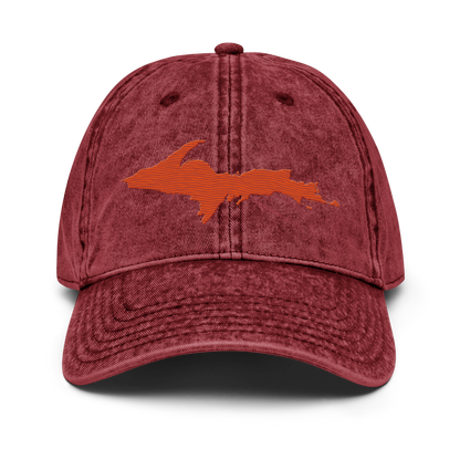 Upper Peninsula Vintage Baseball Cap | Maple Leaf Orange