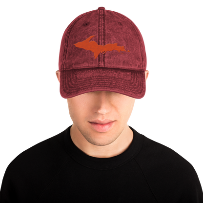 Upper Peninsula Vintage Baseball Cap | Maple Leaf Orange